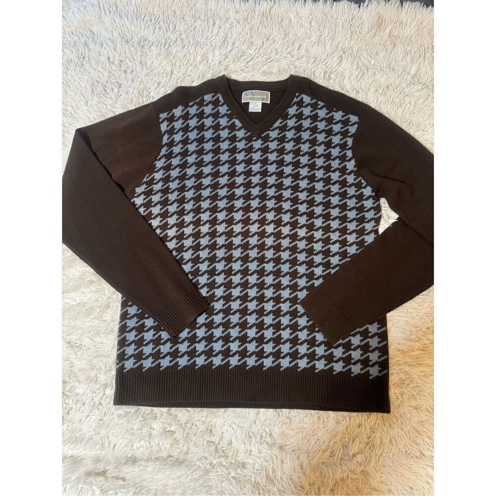 Men's v-neck long sleeve graphite brown pullover sweatshirt M